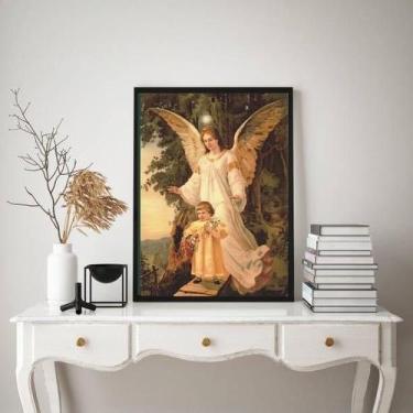 Imagem de Quadro Decorativo Santo Anjo Da Guarda 33X24Cm - Com Vidro - Quadros O