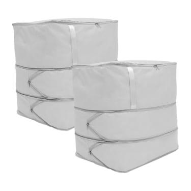 Imagem de ZJRDYYK 2 peças de sacos de armazenamento de edredom com zíper, sacos de armazenamento de cobertor com alças, organizador de autocompressão ultra economia de espaço para cobertores, roupas