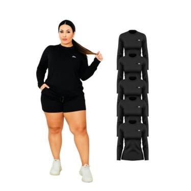 Imagem de Kit 5 Camisetas Manga Longa Proteção UV FPS50 Feminina Plus Size - RCV