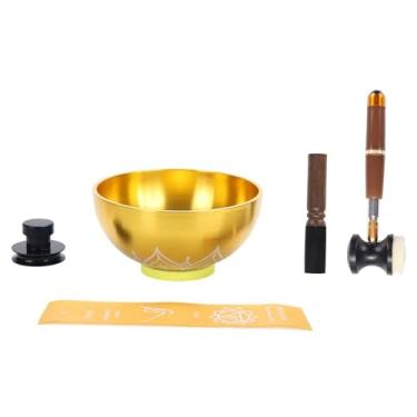 Imagem de Fenteer Conjunto de tigelas tibetanas para cantar com palitos, decoração artesanal, relaxante, ornamento chinês, tigela para mesa, meditação, sala de, E5