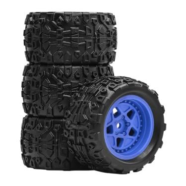 Imagem de Dynwave 4 peças de pneus RC de reposição em escala 1/18, dureza de 50 graus com padrão de dentes, aros de roda de 5 raios, diâmetro de 72,5 mm, Azul