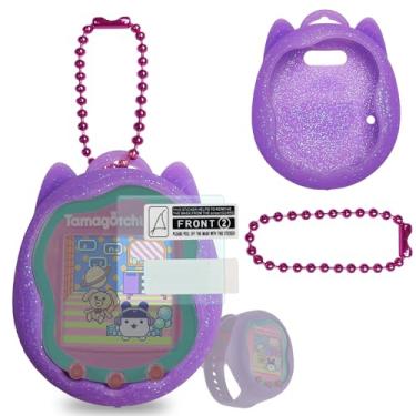 Imagem de JCHPINE Silicone Case Replacement for Tamagotchi Uni, Screen Protector for Tamagotchi Uni Band Pet Accessories (Purple Silicone Case and Screen Film)