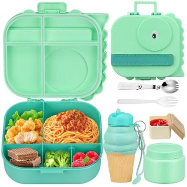 Imagem de Conjunto de lancheira Aimsnk Dinosaur com jarra de comida para criança