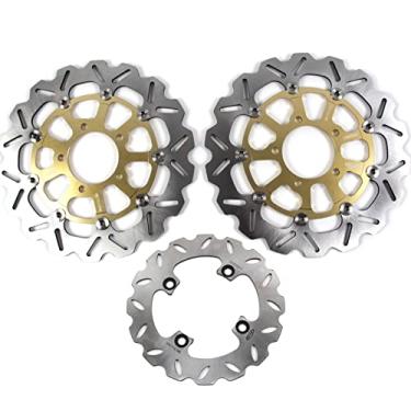 Imagem de Arashi Discos de freio dianteiros traseiros rotores para Kawasaki Ninja ZX10R ZX-10R 2008-2015, acessórios de substituição de motocicleta dourado