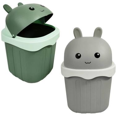 Imagem de Lixeira Mesa Plastic Quadrada Tamp Coelho Color 22X14,6X14,6