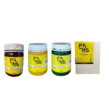 Imagem de Kit Natureza Criativa 250ml 3 Tintas + Tela para pintura 15x20 - Paris