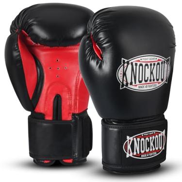 Imagem de Luvas de boxe em gel Knockout para homens e mulheres - Sparring de treinamento profissional, Maya Hide Leather Muay Thai MMA Kickboxing, luvas de treino pesadas para adultos e crianças - Suporte de