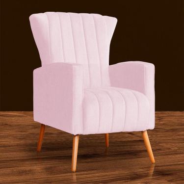 Imagem de Poltrona Estofada Pés Palito Sala de Estar Melinda Suede Rosa Bebe - LM DECOR