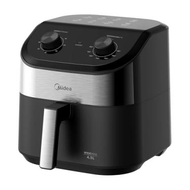 Imagem de Fritadeira Midea Air Fryer 4,5L, design de dois botões, ampla faixa de temperatura de 80°C a 200°C, prato antiaderente para vegetais, 1550W, 110V, FWM45P1