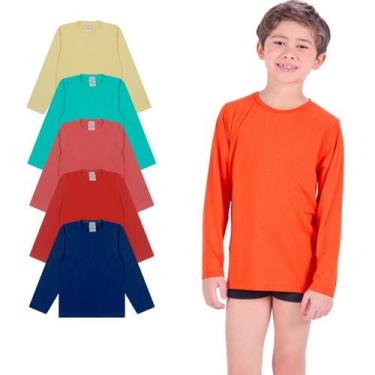 Imagem de Kit 3 Camisa Térmica Infantil Menino Proteção Solar Moda Praia Masculi