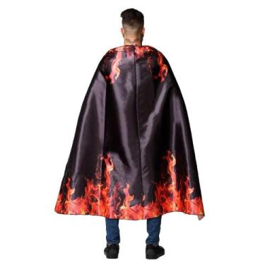 Imagem de Capa de Halloween Longa Bruxo de Fogo Adulto Unissex - Fantasias Carol