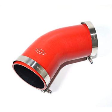 Imagem de LTI Universal 95 mm, 4 camadas, reforçado, alto desempenho, 9,5 cm, ID, 45 graus, acoplador de mangueira de silicone com braçadeira de parafuso T 304 de aço inoxidável (9,5 cm VERMELHO)