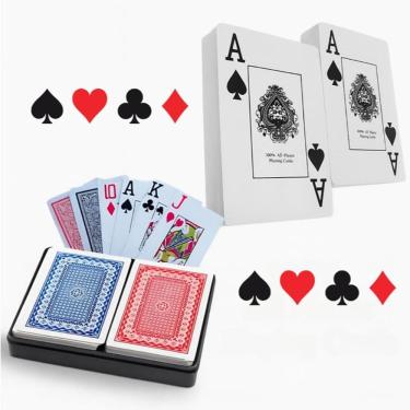Imagem de Kit Jogos de Baralho Tradicional Cartas Plastifica 108 Unidades Estojo Resistente