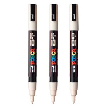 Imagem de posca Marcadores de tinta à base de água PC-3M, ponta fina reversível (0,9-1,3 mm), bege, 3 unidades