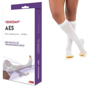 Imagem de Meia Compressiva 3/4 Antitrombo Antiembolia ESTERIL Venosan, M, Branco