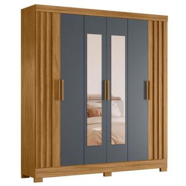 Imagem de Guarda Roupa Casal Espelho 6P 195 cm Valenca Moval, Freijo Cinza