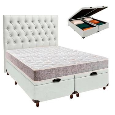 Imagem de Cama Box Bau + Colchão Casal D23 D23 Inducol + Cabeceira Estofada
