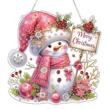 Imagem de Enfeite suspenso JJFox Diamond Art Snowman Christmas DIY