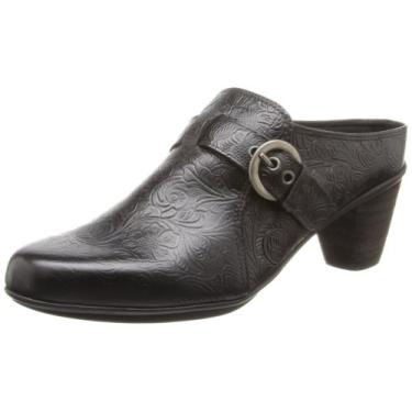 Imagem de Rose Petals Mule feminino Pleasure, Couro trabalhado preto, 10.5