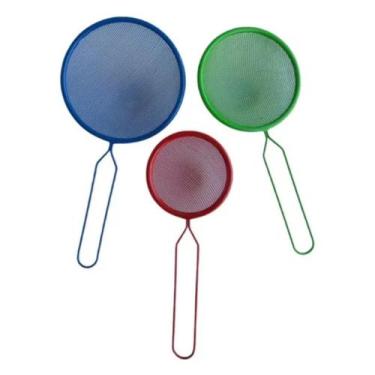 Imagem de Kit Com 3 Peneiras Em Aço Metal Utensílio De Cozinha Coador - FUXING