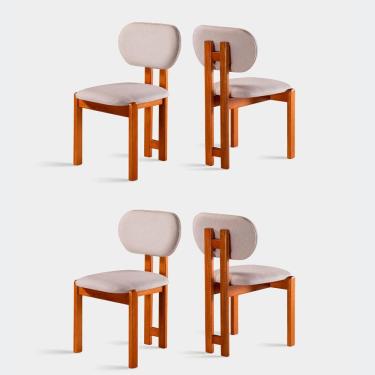 Imagem de Kit 4 Cadeiras Organicas Turim Madeira Macica Tauari e Linho Moveis Mundial