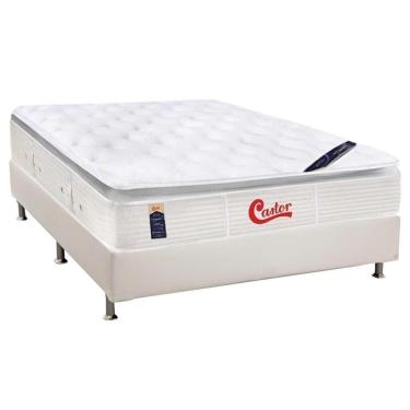 Imagem de Cama Box Casal: Colchão Molas Pocket Ensacadas Castor Gold Star Vitagel Slx + Base Crc Courano White (138x188)