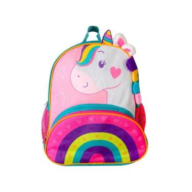Imagem de Mochila Infantil Unicórnio 3D ArcoÍris Menina Escolar Espaçosa Leve Re