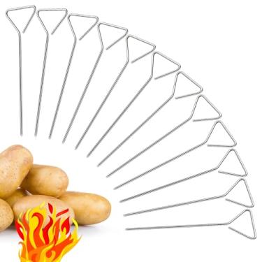 Imagem de LEIFIDE 12 varetas de batata para assar, espetos de alumínio, varas duráveis para churrasco, até mesmo para acampar, cozinhar e configurações tradicionais de lanterna a gás ao ar livre