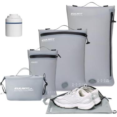 Imagem de EULANT Conjunto de 5 organizadores de embalagem com zíper à prova d'água IPX8, bolsas de compressão a vácuo de viagem, bolsas economizadoras de espaço para meias, roupas íntimas, sapatos e roupas de