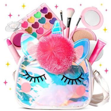 Imagem de Kit de maquiagem ULOVEME Kids para meninas de 8 a 10 anos com bolsa Sp