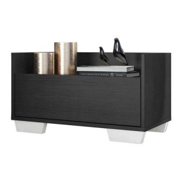 Imagem de Mesa De Cabeceira 60Cm Multimóveis V3628 Preto/Branco - MULTIMOVEIS