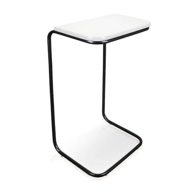 Imagem de Mesa Lateral Tampo Multiuso P/ Sofá Base Preto Branco
