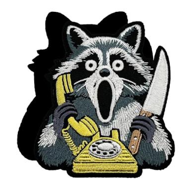 Imagem de Patch de gancho e laço bordado de guaxinim com rosto de fantasma de Halloween de 8,9 cm, emblema tático engraçado, inspirado em filmes de terror, presentes temáticos de terror, presentes de guaxinim