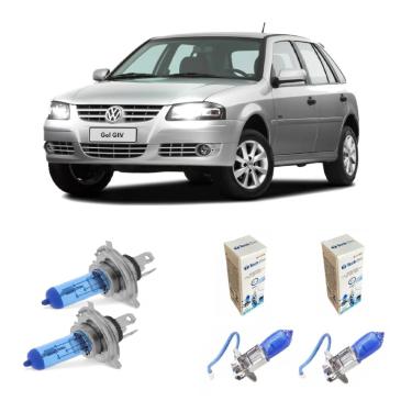 Imagem de Kit Lâmpada Super Branca Farol Alto Baixo e Milha Vw Gol G4