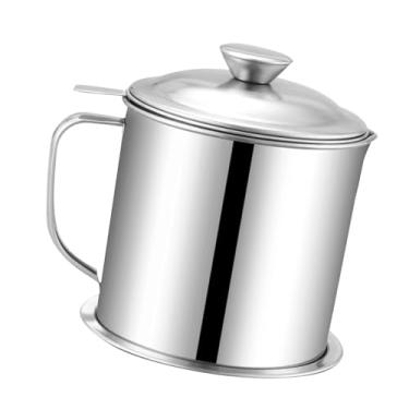 Imagem de Naroote Recipiente de óleo Filtro de Aço Inoxidável Grande Capacidade Cozinha Cozinhar Uso Doméstico (Aço Inoxidável 304 1,3L)