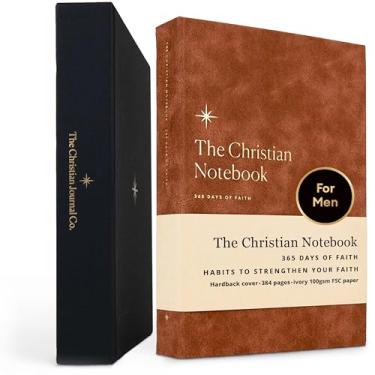 Imagem de Caderno de 365 dias de fé, caderno de oração e estudo da Bíblia para mulheres e homens, diário cristão em caixa de presente (capa dura marrom)