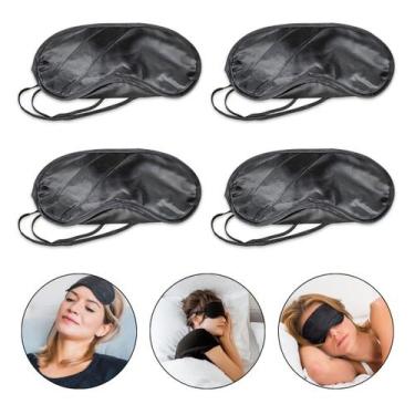 Imagem de Kit 4 Máscara Dormir Tapa Olhos Cetim Blackout Viagem Soneca Sono Desc