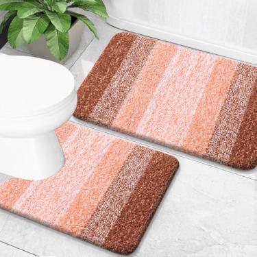 Imagem de OLANLY Conjunto de tapetes de banheiro de 2 peças, tapetes de banho de microfibra macia absorvente e tapete de banheiro em forma de U, antiderrapante, lavável à máquina, tapetes de banho felpudos para