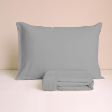 Imagem de Jogo De Cama Simples 100% Algodão Percal Arte Cazza Cinza Solteiro