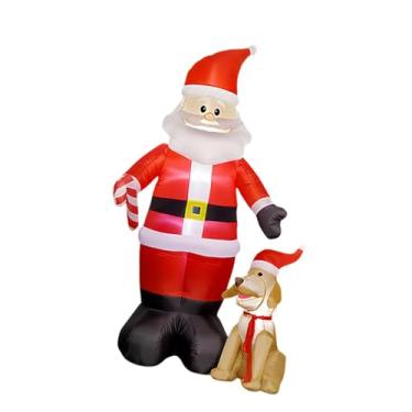 Imagem de oshhni Papai Noel inflável de Natal com cachorro Air Blow enorme suporte de Papai Noel inflável de Natal decoração de jardim para áreas externas