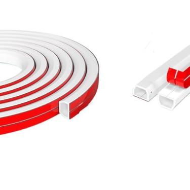 Imagem de Organizador de fios corretivo de cabo trapézio gerencia capas de piso autoadesivas para esconderijo de fio elétrico duráveis (branco)