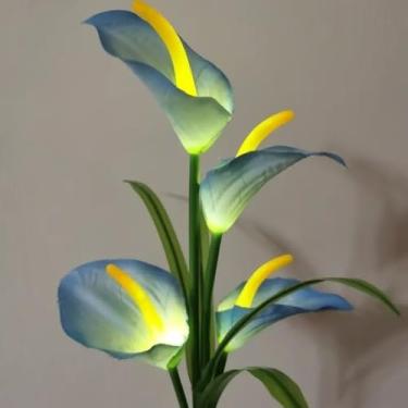 Imagem de Luminaria Solar Externa, Flores Artificial Copo de Leite Luz Solar para Decoração de Jardim PáTio Da Paisagem, Requintado e Esteticamente AgradáVel(Azul,2 PÇ)