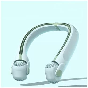 Imagem de WYUYIWH Ventilador de pescoço sem lâmina recarregável, ventilador de pescoço pendurado ao redor do pescoço, ventilador pessoal vestível de 3 velocidades para viagem, ventilador USB para mulheres e