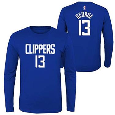 Imagem de Camiseta de manga comprida com o nome do jogador e número do time de jogo juvenil da NBA Outerstuff, Paul George Los Angeles Clippers, Medium