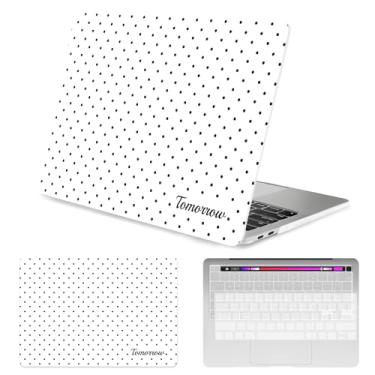 Imagem de Seorsok Compatível com MacBook Pro 33.0 cm Case M2 2023,2022,2021-2016 A2338 M1 A2251 A2289 A2159 A1989 A1708 A1706, Premium Creme Texturizado Preto Bolinhas Plástico Capa Rígida e Capa de Teclado