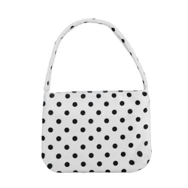 Imagem de AMPOSSTO Bolsa Hobo Feminina de Nylon de Bolinhas Moderna Bolsa de Ombro nas axilas Bolsa Balde Bolsa Bolsa Bolsa de Festa à Noite, Branco, One Size