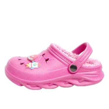 Imagem de Tamancos infantis forrados com lã – Pantufas quentes de inverno de pelúcia com orifícios respiráveis, presentes perfeitos de Natal e aniversário, Vermelho, 11-11.5 Little Kid