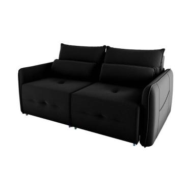 Imagem de Sofá Cama 2 Lugares Com Com Assentos Divididos Premium Com Almofadas Celine Matrix Veludo Preto