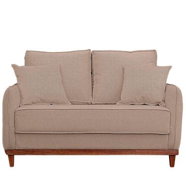 Imagem de Sofa Sena 3 Lugares Base De Madeira Para Sala Hotel Linho Bege