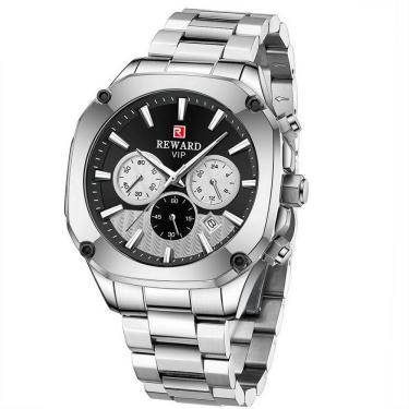 Imagem de Relógio De Pulso Masculino Analógico Em Aço Inoxidável Quadrado Esportivo